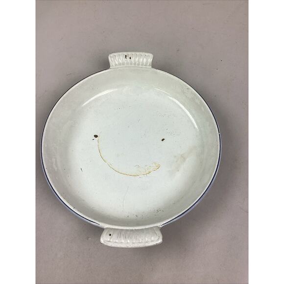 Vintage Cast Iron/Enamel Blue Tulip Double Handled Baking Dish #25 - Holland - Picture 2 of 8